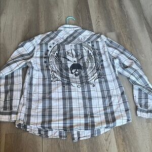 Helix Gray Plaid Casual Button Down Shirt